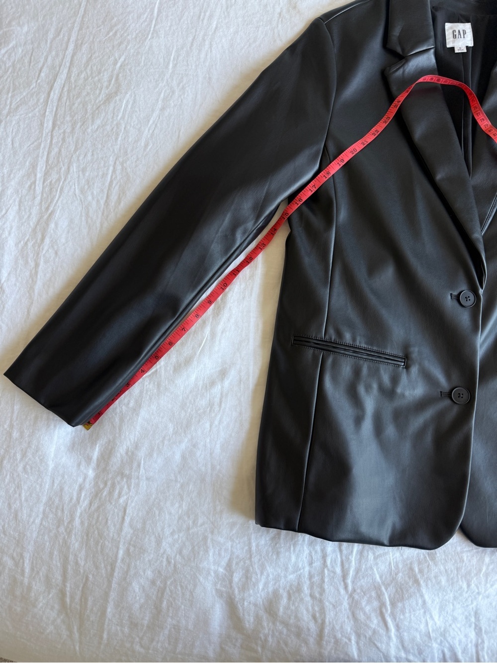 GAP Women's Black Relaxed Vegan-Leather Blazer Size M - Picture 10 of 13